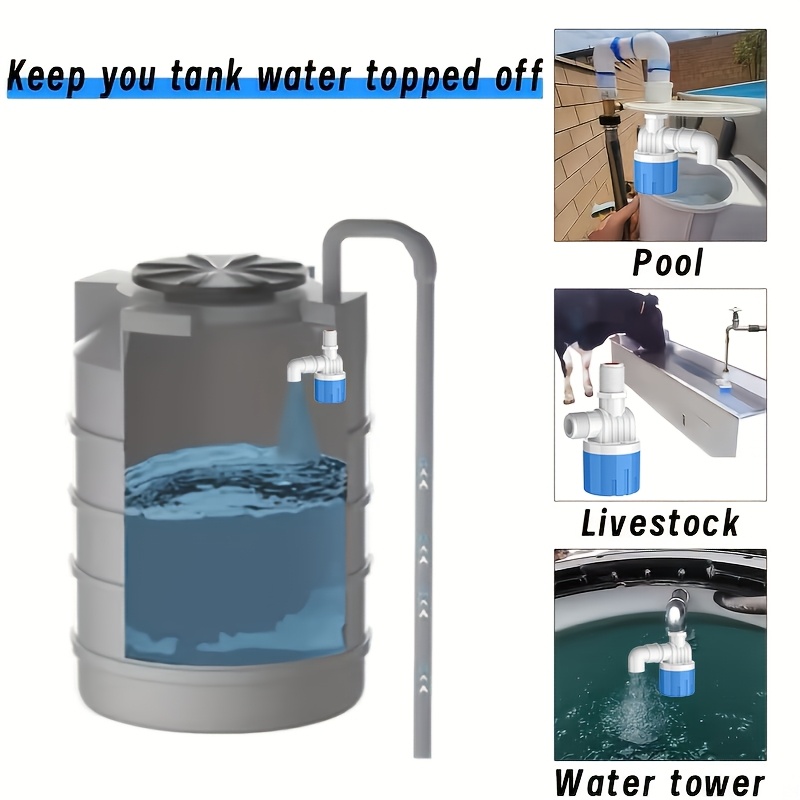 1 Set 1/2 Inch Float Valve for Water Tank, Automatic Water Level Control Device, Blue Plastic Float Ball Valve Switch, Suitable for Swimming Pools, Ponds, Livestock (Side Inlet)