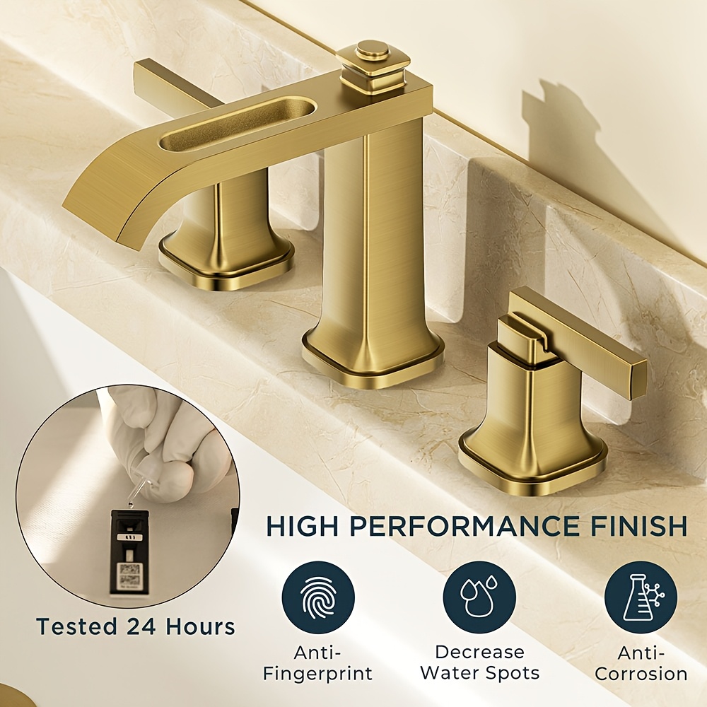 Elegant Golden Widespread Bathroom Faucet - 8" Centerset with Pop-Up Drain