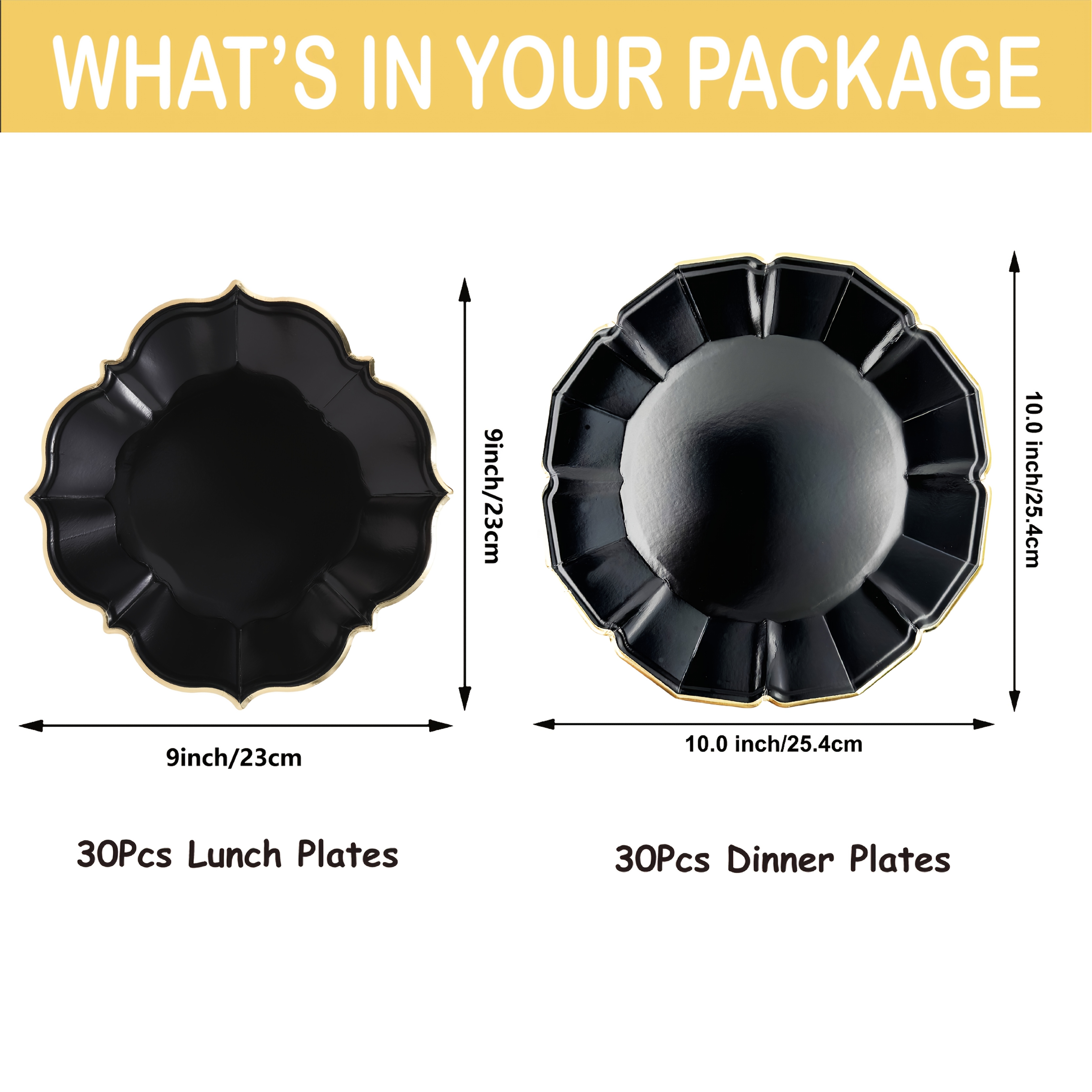 60pcs Plates 30 Lunch Plates And 30 Dinner Plates With Scalloped Edging Scalloped Plates Party Supplies 9 Inch And 10 Inch, Halloween Party, Christmas Day, Birthday Decorations