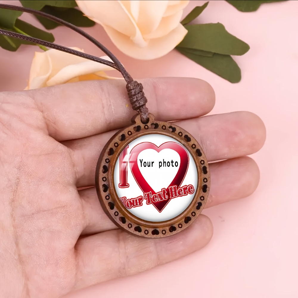 Wood Bead Heart Pendant Necklace, Bohemian Retro Style