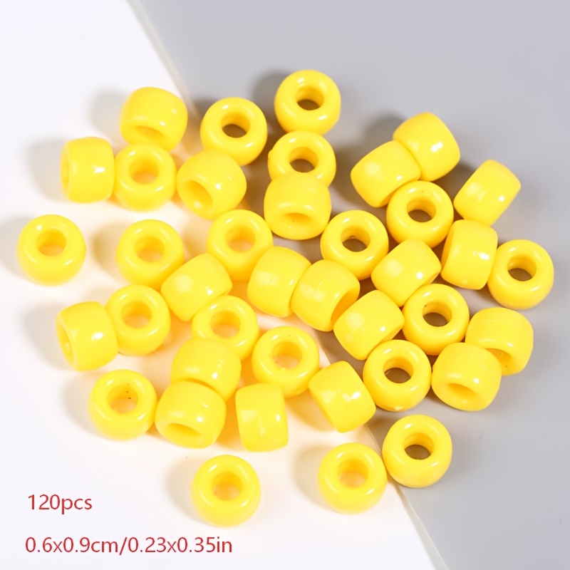 TEMU 120pcs Set Of 6x9mm Yellow Acrylic Beads, Vibrant Colors, Durable Craft Material, Suitable For Making, Bracelets, Phone Charms, And Shoe