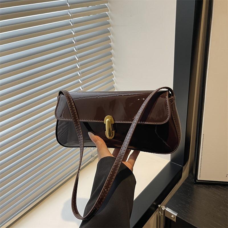 TEMU French Buckle Fashion Retro Underarm Small Hobo Bag Women's Handbag Street Trend Soft Pu Material Daily Use