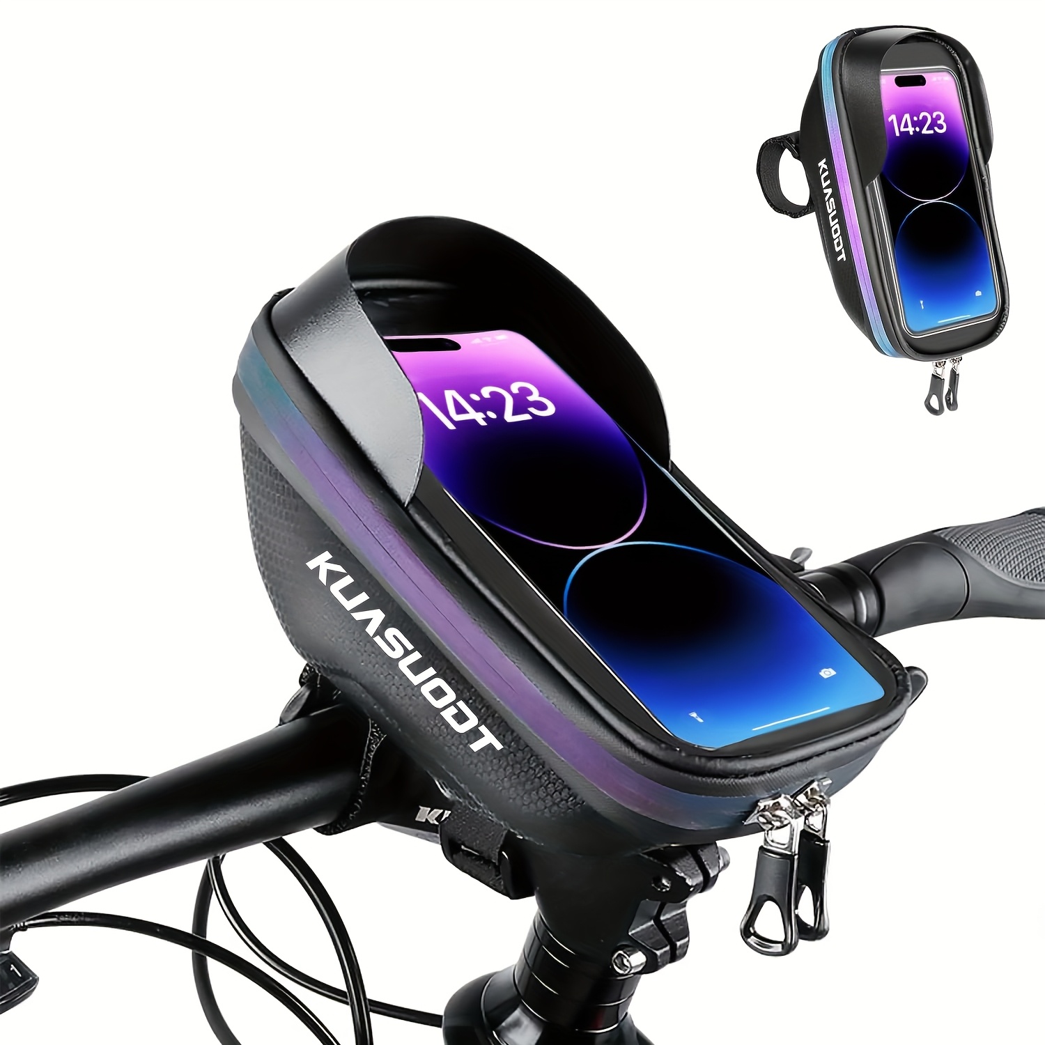 Bike Bag Bicycle Phone Font Fame Bag, Watepoof TPU Bike Handlebar Bag 15l Bike Top Tube Phone Holder Mount Case Road Mountain Cycling Storage Pouch For Cell Phone Under 6 9 Inch Black%2f0w2m4p872ai75