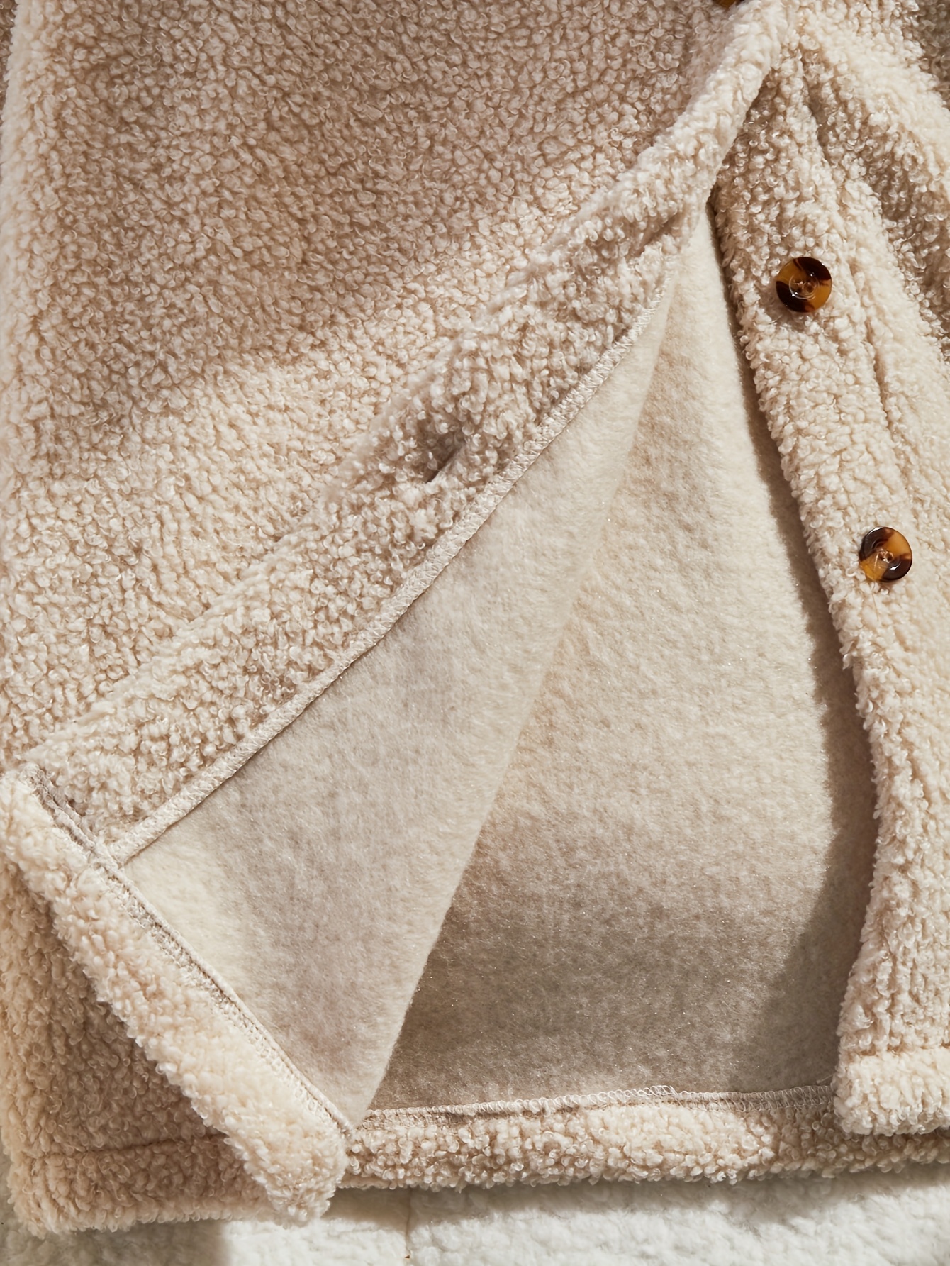 Girls' Thickened Plush Faux Fur Lapel Jacket
