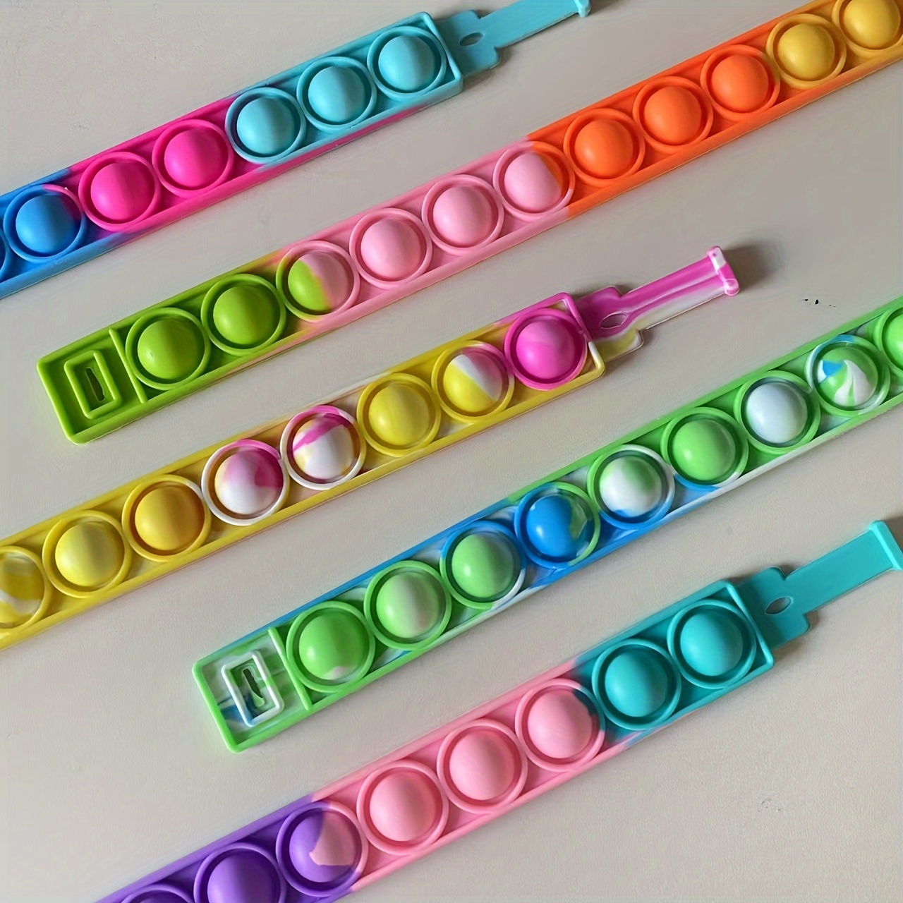 Colorful Silicone Bubble Fidget Wristbands for Stress Relief, Kids & Party