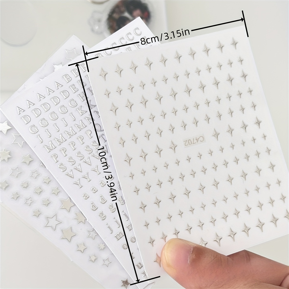 3pcs Set Silvery Letters + Starburst + Star Toploader Decorative Stickers