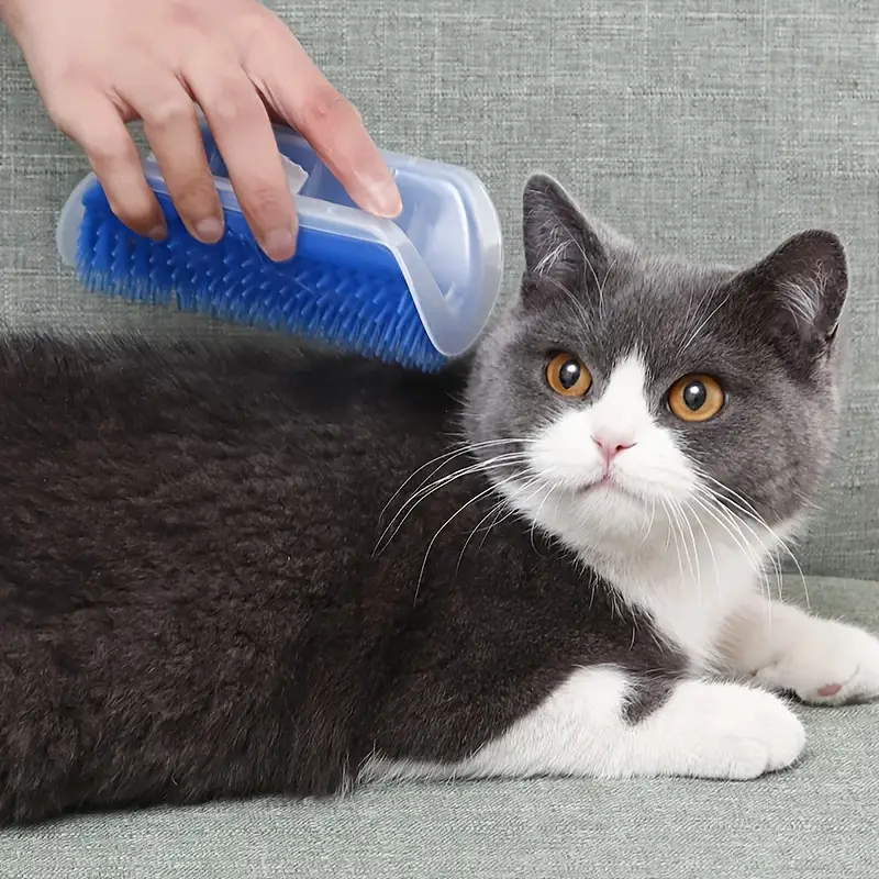 1 self groomer brush wall mounted washable removable plastic massage comb corner scratcher with ideal for short long hair cats details 1