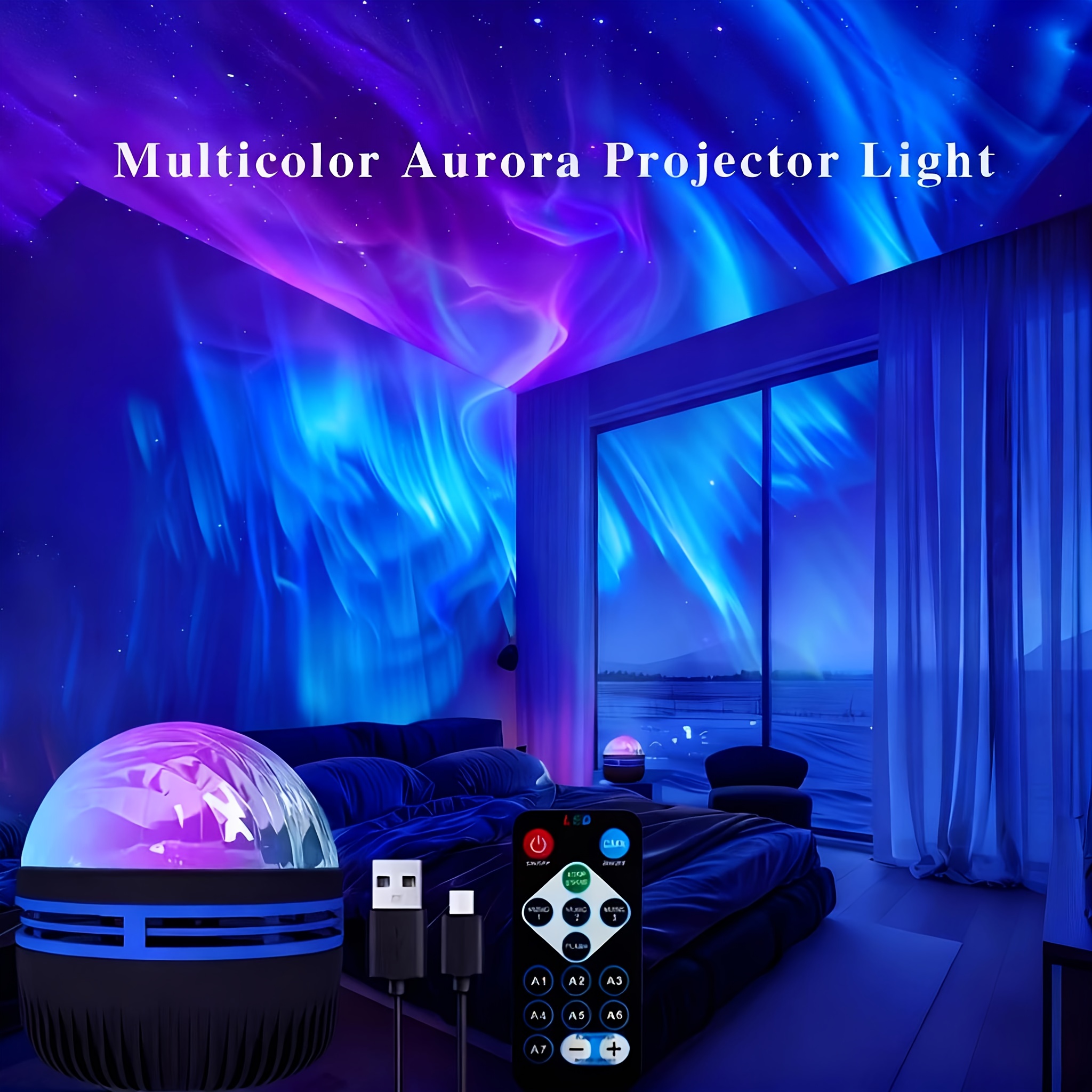 1pc aurora   projection lamp multi colour galaxy star projector with remote control dimmable usb powered suitable for bedrooms home theatres camping wedding decorations