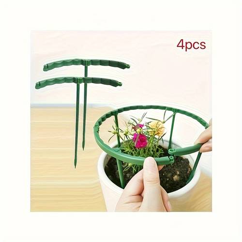 4pcs adjustable plastic plant cages supports flexible stackable stakes for indoor potted plants greenhouses garden climbers