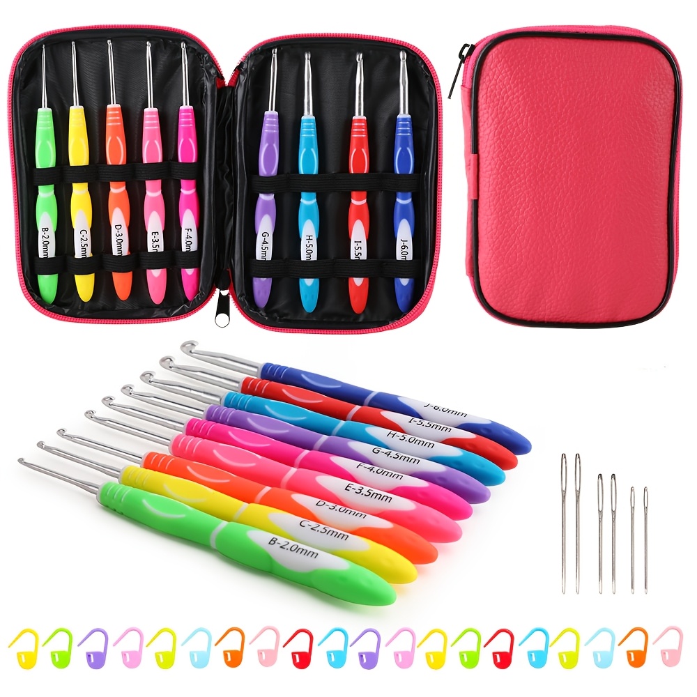 Image of 36 Pack Crochet Hooks Set, Ergonomic Rubber Grips Needles Knitting Needle Weave Yarn Kits With Storage Case And Crochet Needle Additions, Crochet Needles Kit For Beginners