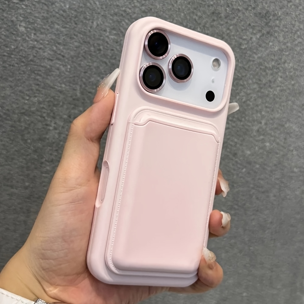 Image of Phone Case: Premium Solid Color Phone Case With Card Holder And Camera Lens Protector For Iphone 17/16 Pro Max, 16 Light Beige-feel Case, 17 Pro Anti-drop, 13 , 14s Protective Cover For Men And Women