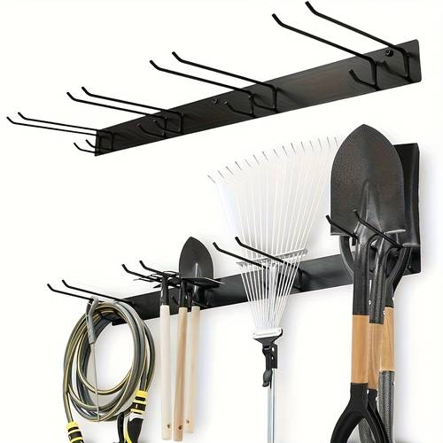 estante de almacenamiento de césped para herramientas resistencia para montaje en pared - de estantería de metal resistencia para garaje, resistente al , con estantes y ganchos, / para palas, rastrillos, herramientas - instalación (3 tornillos)