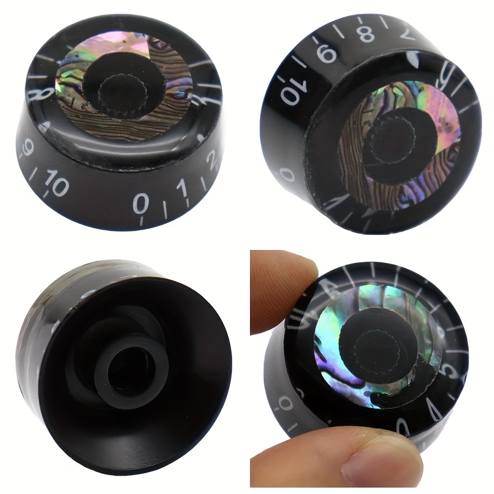 4-Pack Glossy Black Plastic Guitar Knobs, Speed Volume Tone Control for Les Paul Guitar Bass Accessories