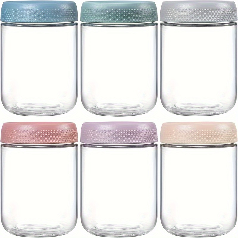 TEMU 6pcs 16 Oz Overnight Oats Containers With Lids, Glass Jars With Airtight Lids, Glass Food Storage Containers For Snacks Yogurt Spice Sugar Camping Kitchen Storage Goodies For Hotel For Restaurant