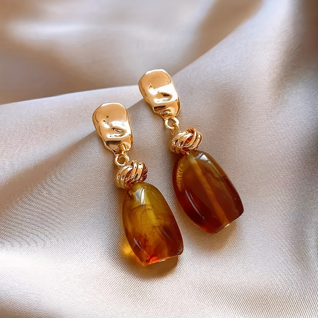 pair elegant retro light luxury clear amber color pendant Temu