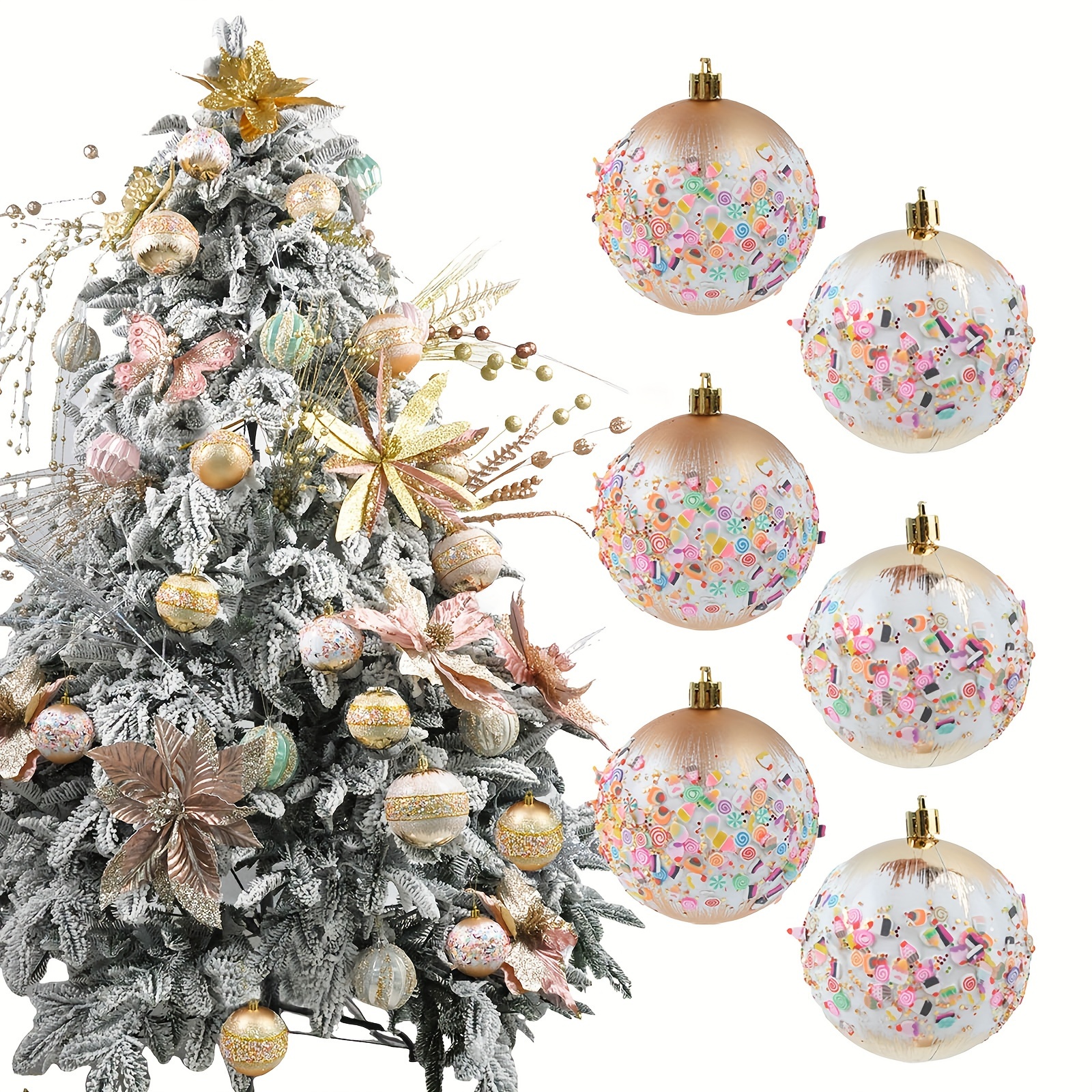 

6pcs 3.54" Shatterproof Christmas Tree Ornaments - Holiday & Wedding Decorations