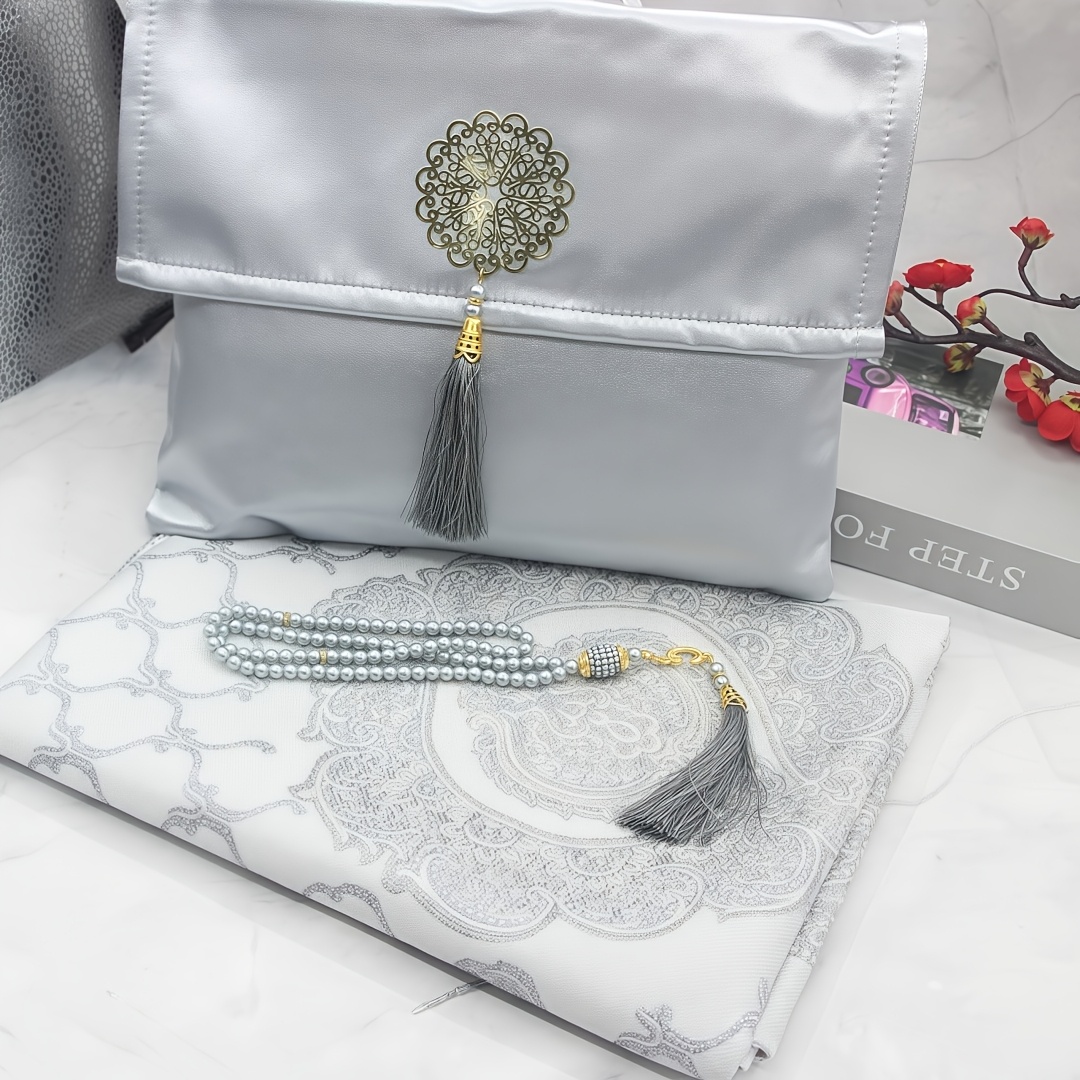 Image of 3pcs/1 Set Festival Gift, Size 70cm X 110cm, Lightweight And Soft Mat, Easy To Carry, Includes Storage Bag And Beaded Tassel