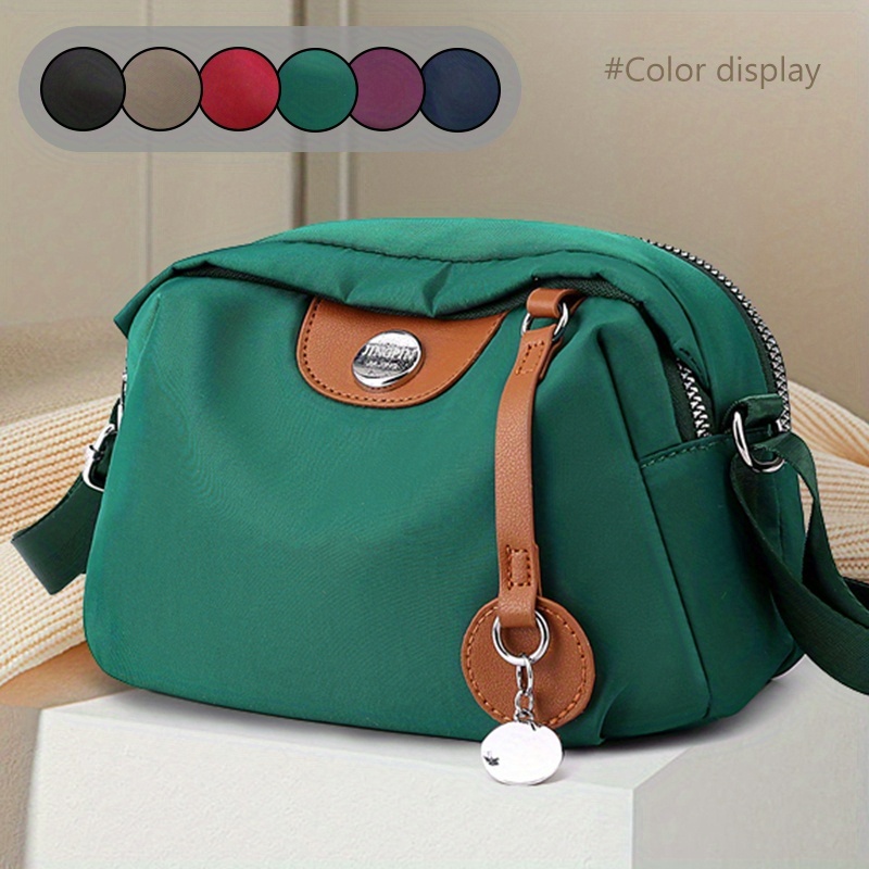 Retro Lightweight Practical Nylon Women Crossbody Bag, Random Side Stitching, Multiple Zipper Pockets & Adjustable Strap. Versatile Multi-functional Shoulder Bag, Ideal for Daily, Shopping, Walking, Used as Phone Bag & Purse