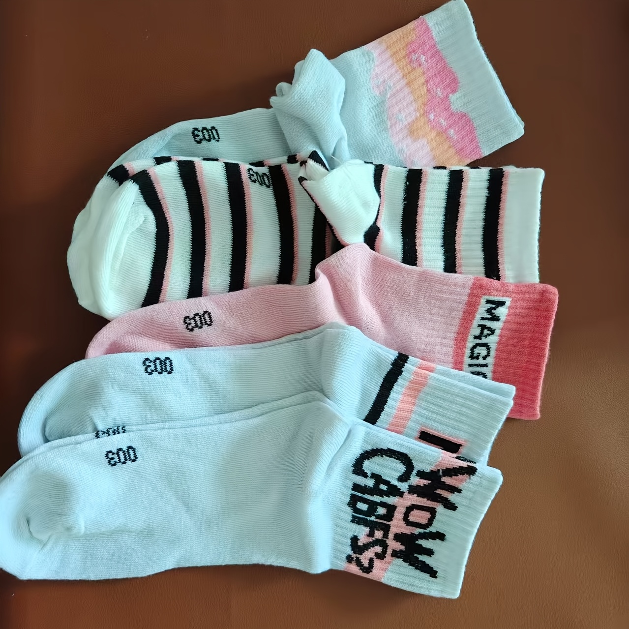 Image of 5 Pairs Of Colored Socks, Women's Calf Socks, Sweet And Adorable Stockings For Spring And Summer