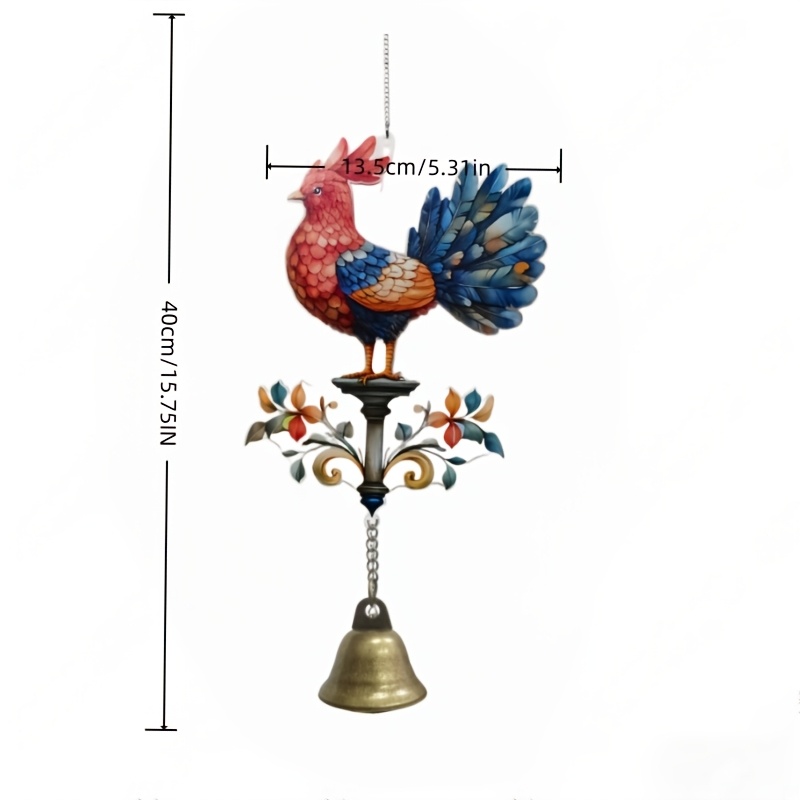 TEMU A Large, Dynamic Rooster Wind Chime Set, Measuring 15.7inch Cm In Height X 5.31inch Cm In Width, With A Metal Swivel Hook. Rooster-shaped