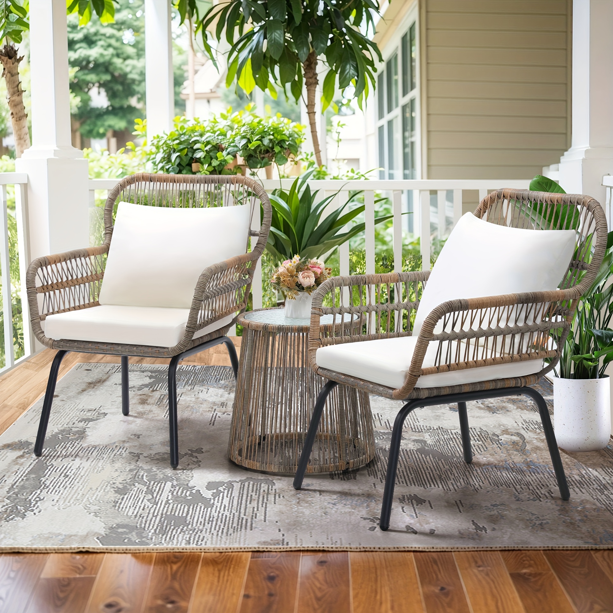 3pcs Patio Rattan Bistro Set