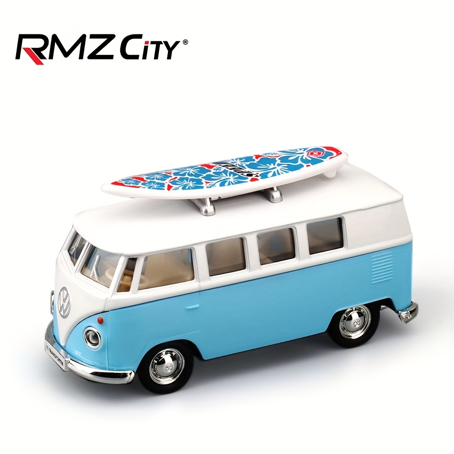 Rmz Simulation 1:36 Alloy Bus+surfboard Car Model Car Ornament Open Door Birthday Gift