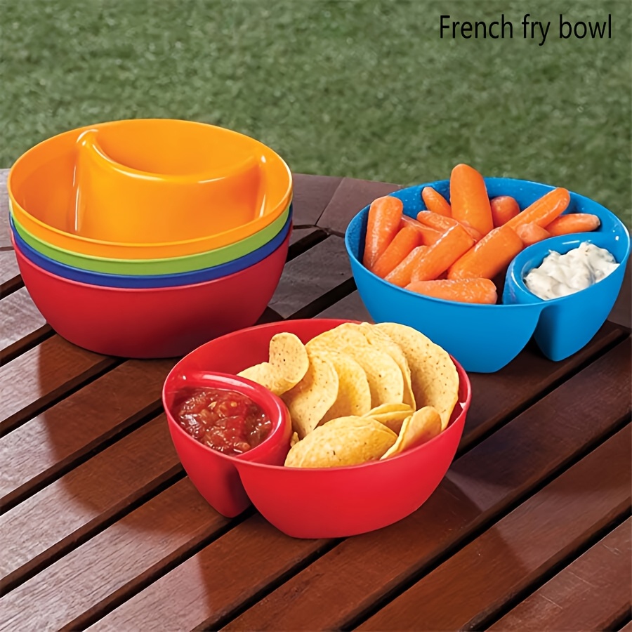 6pcs plastic french fry bowls, 6-color set of non-fragile french fry bowls,  multifunctional snack bowl, split bowl, dipping bowl, seasoning cup