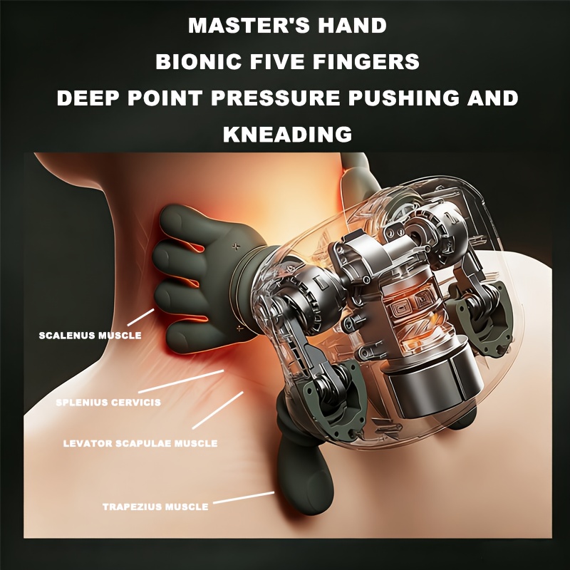 shoulder neck massager with 5 simulated fingers   kneads   muscle and soothes cervical spine palm like heat compress portable christmas gift Product details 3