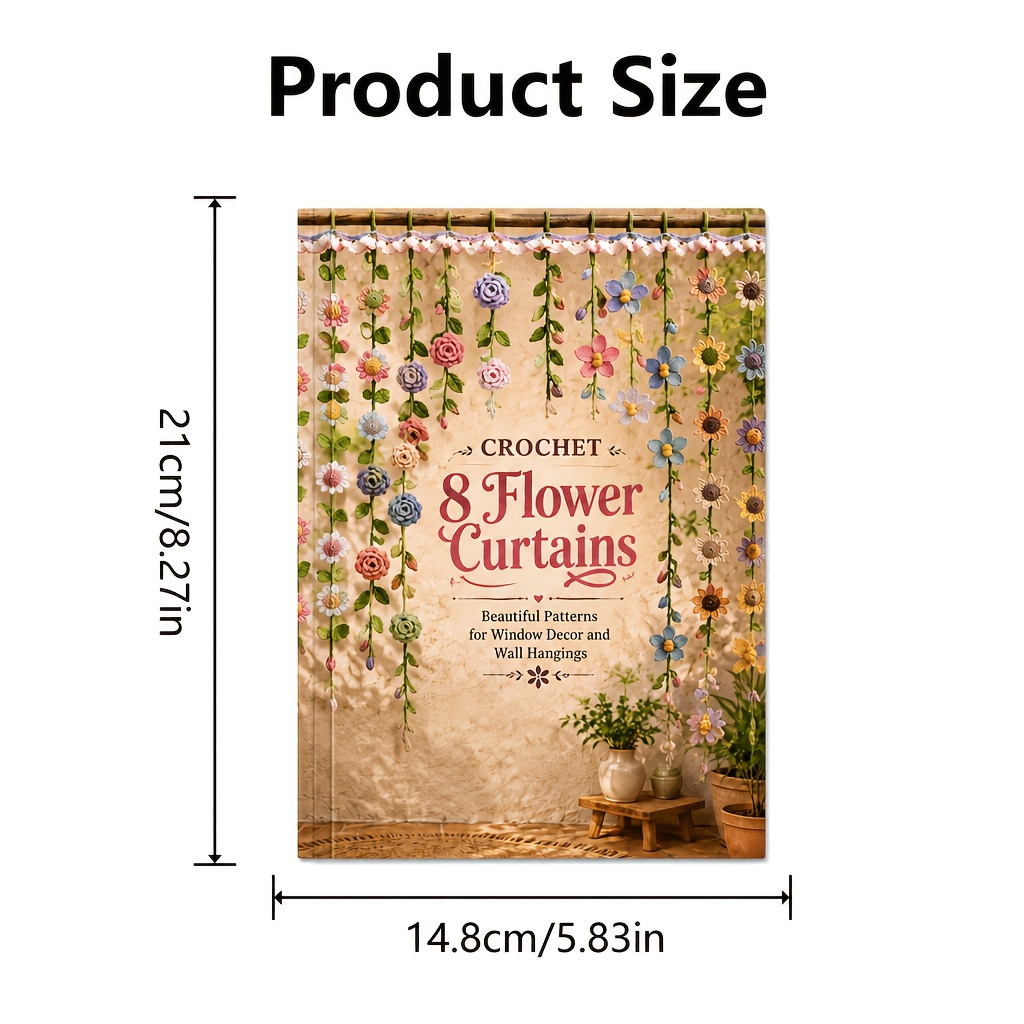 TEMU 8 Styles Flower Curtain Crochet Patterns Book Suitable For Crochet Lovers & - Beginner-friendly Multicolor Floral Knitting Templates With