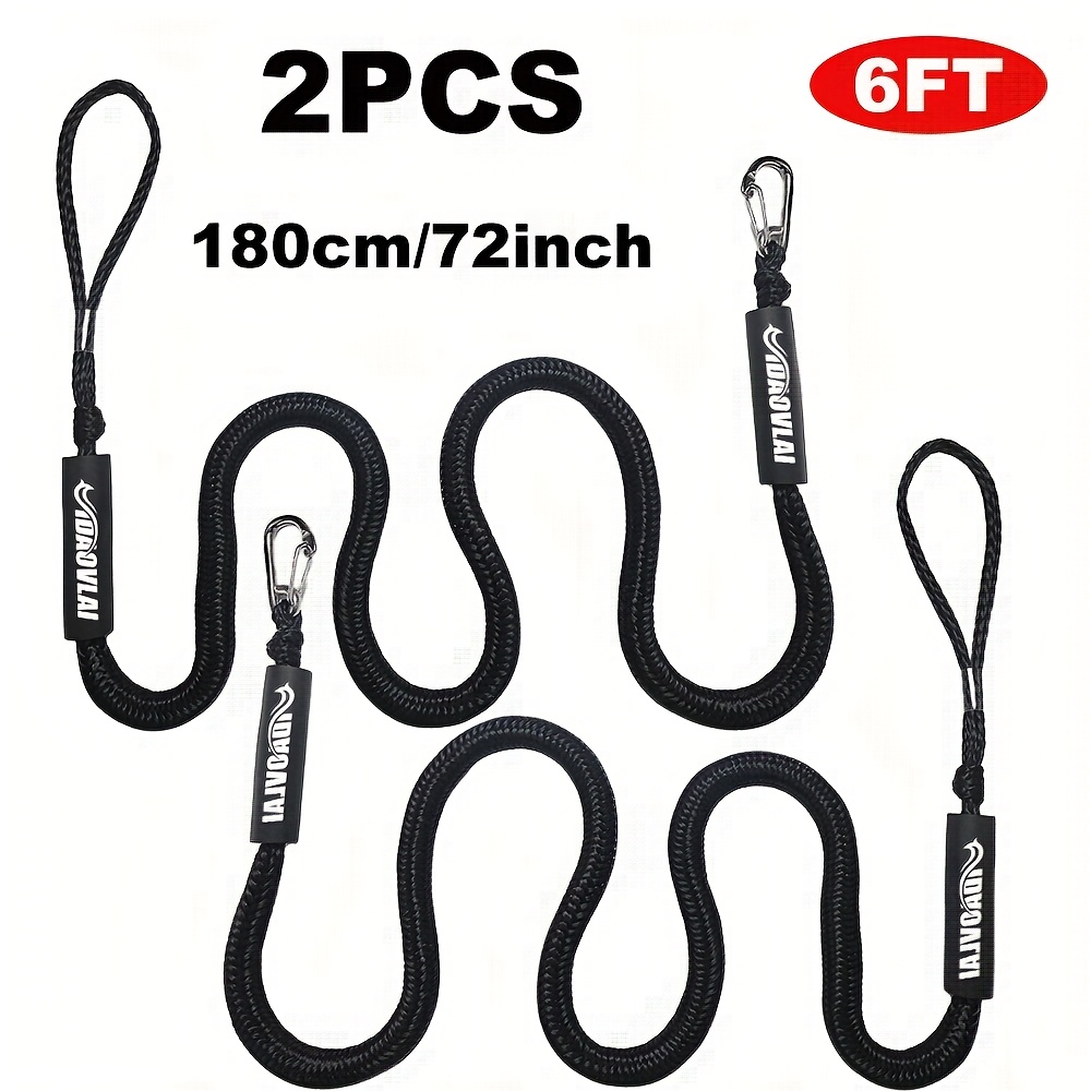 TEMU Câble de élastique, cordes d', corde élastique - 4 pi / 6 pi / 7 pi - avec clip en acier inoxydable 316, noir - Tissage en polyéthylène haute de