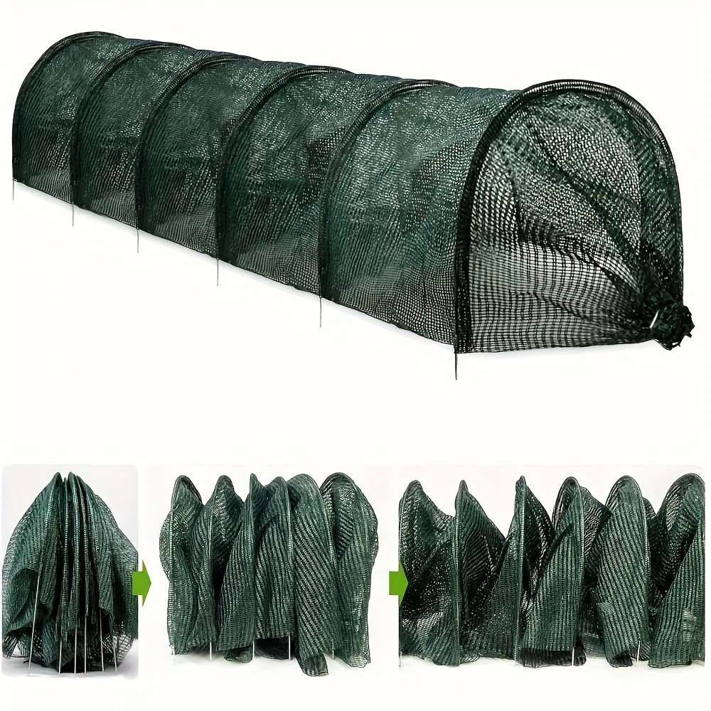 

10 pi Tunnel de jardin en tissu d'ombrage, matériau PET+PE, pour serre, patio et plantes de jardin, filet de support pour plantes, plastique avec cadre en métal, pour l' et l'