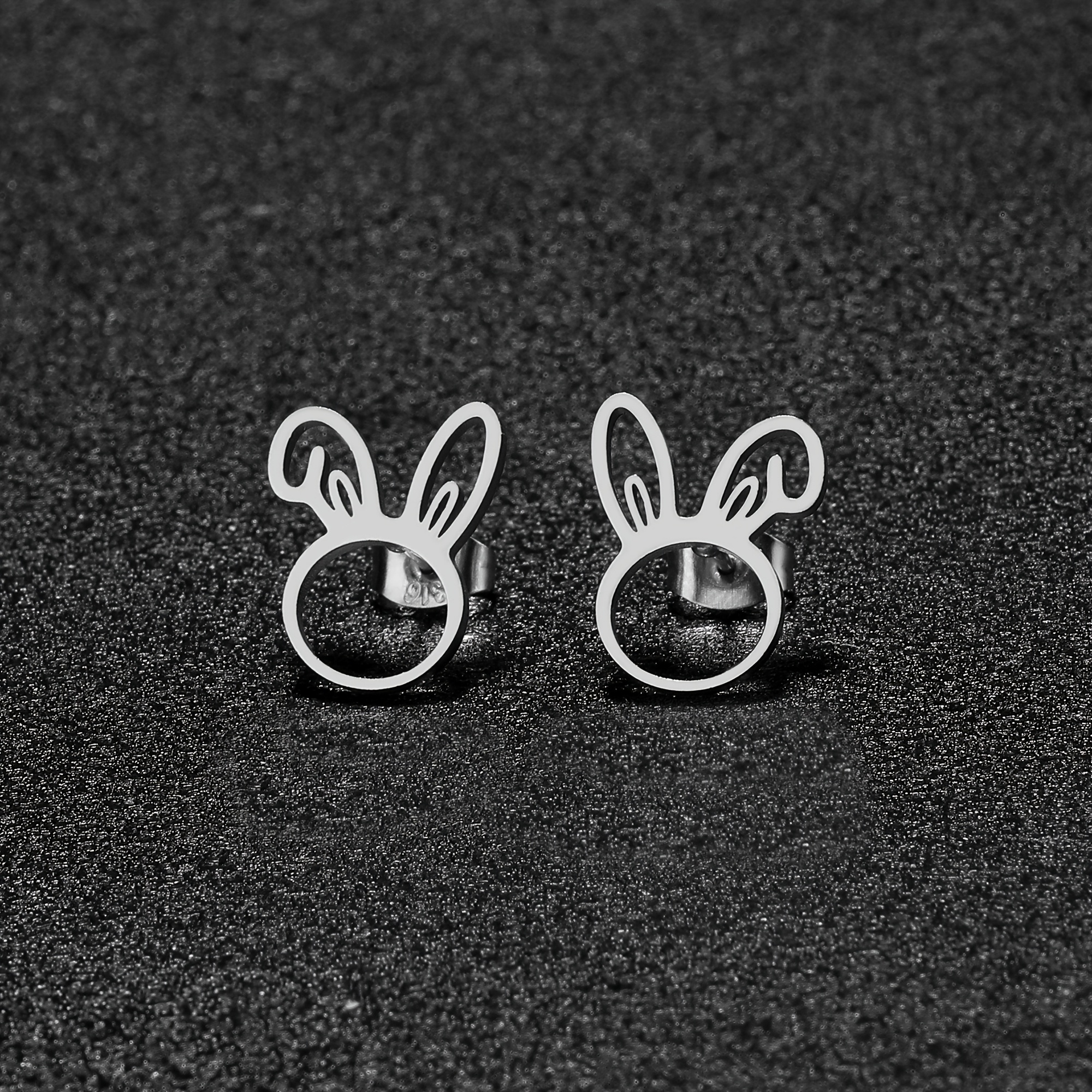 Steel Earrings In Of Rabbits, Suitable For Everyday Wear And Gifting.