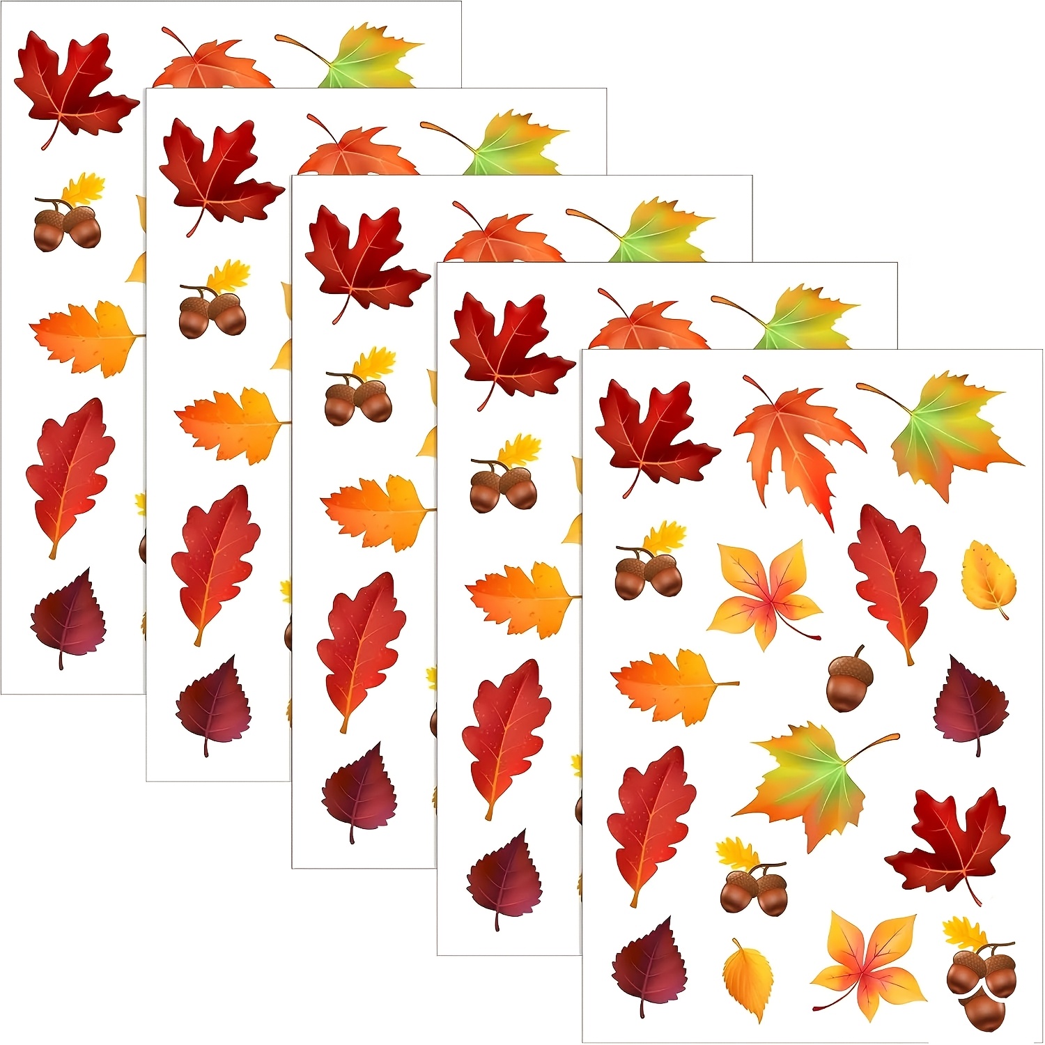 TEMU 90pcs Thanksgiving Fall Autumn Leaves Self-adhesive Stickers Stickers For Thanksgiving Themed For Party Supplies Decor For Party Favors Treat