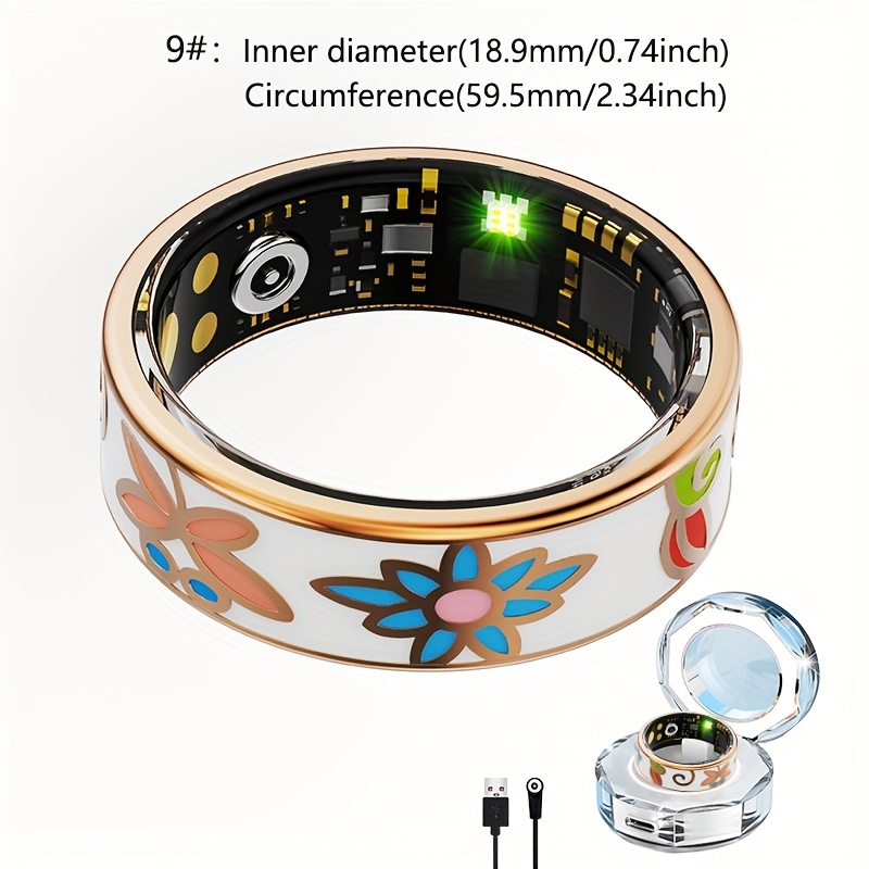womens smart ring fitness sleep   with step distance calorie monitoring multiple sports   crystal charging case magnetic usb c charging fashionable engraving design high quality compatible with ios   perfect gift for women fitness tracking accessory elegant accessory durable touchscreen Product details 11