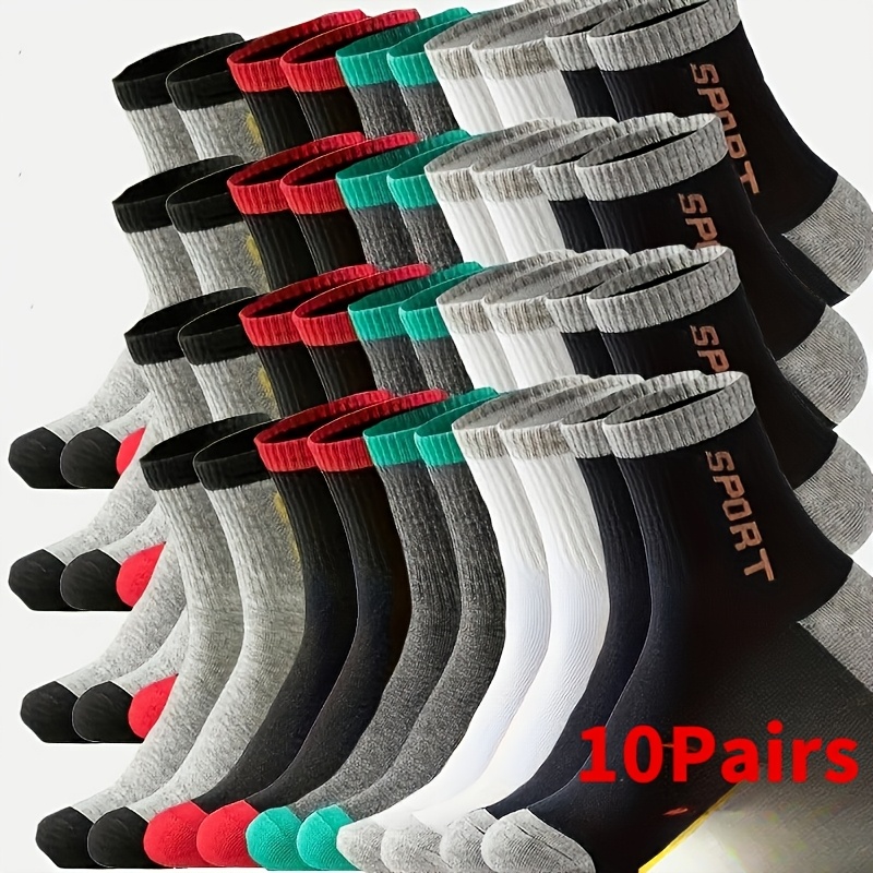 TEMU Lot de 10 paires de chaussettes de sport toutes pour homme - Respirantes et évacuant l'humidité, adaptées à , à de sport, à l'entraînement |
