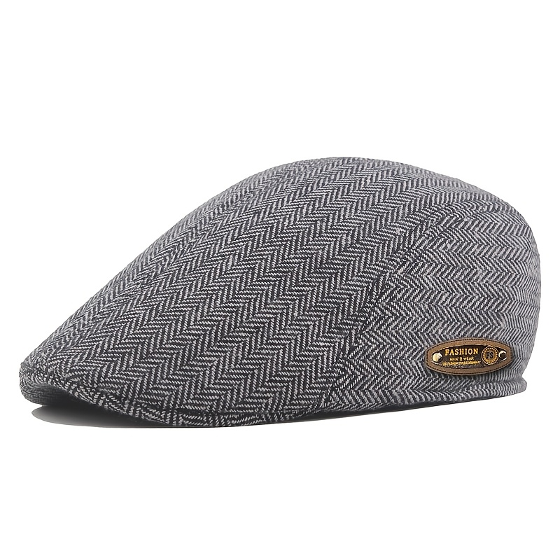 TEMU Men's Autumn New Fashionable Bud Hat, Outdoor Casual Lightweight Breathable Front Hat, Middle-aged And Elderly Duckbill Hat, Striped Design,