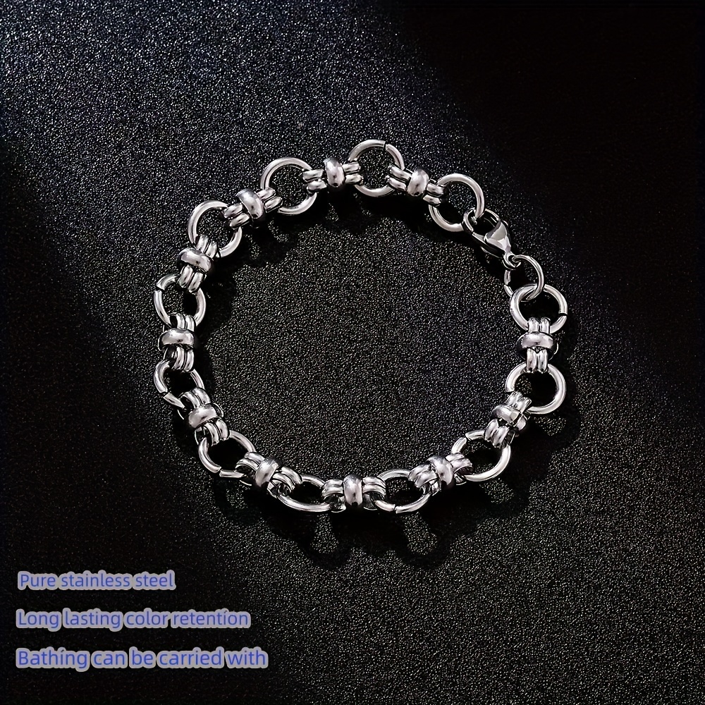 

1pc Stainless Steel Bracelet, Simple And , Trendy Hip-hop Punk Men And Women's Couple Bracelet