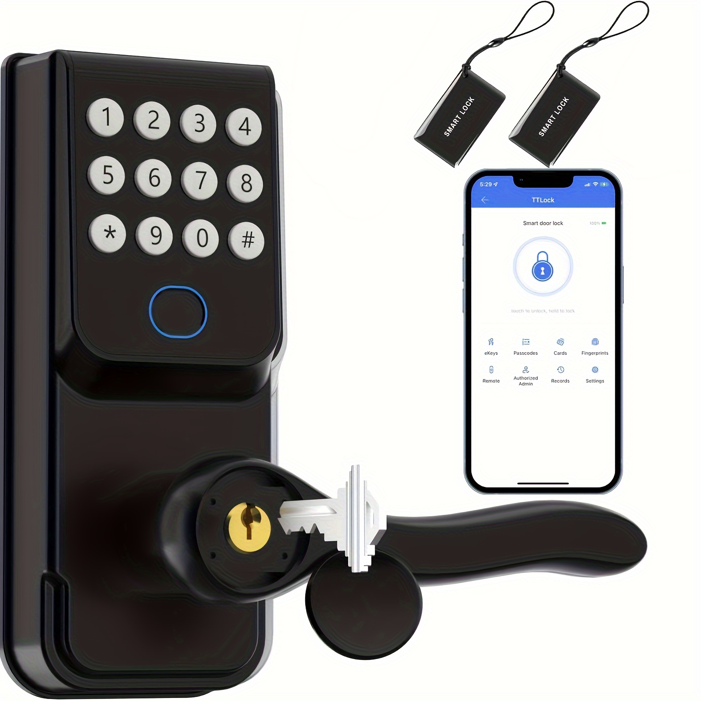 Cerradura de puerta inteligente electrónica WiFi biométrica huella digital  remoto sin llave desbloqueo bloqueo frontal Bluetooth contraseña hogar