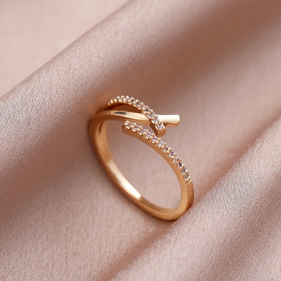 1 Japanese/korean Vintage Elegant Luxurious Sparkling Inlaid Cubic Synthetic Zirconia Adjustable Open Cross Women's Eternal Ring, Gift For Mother