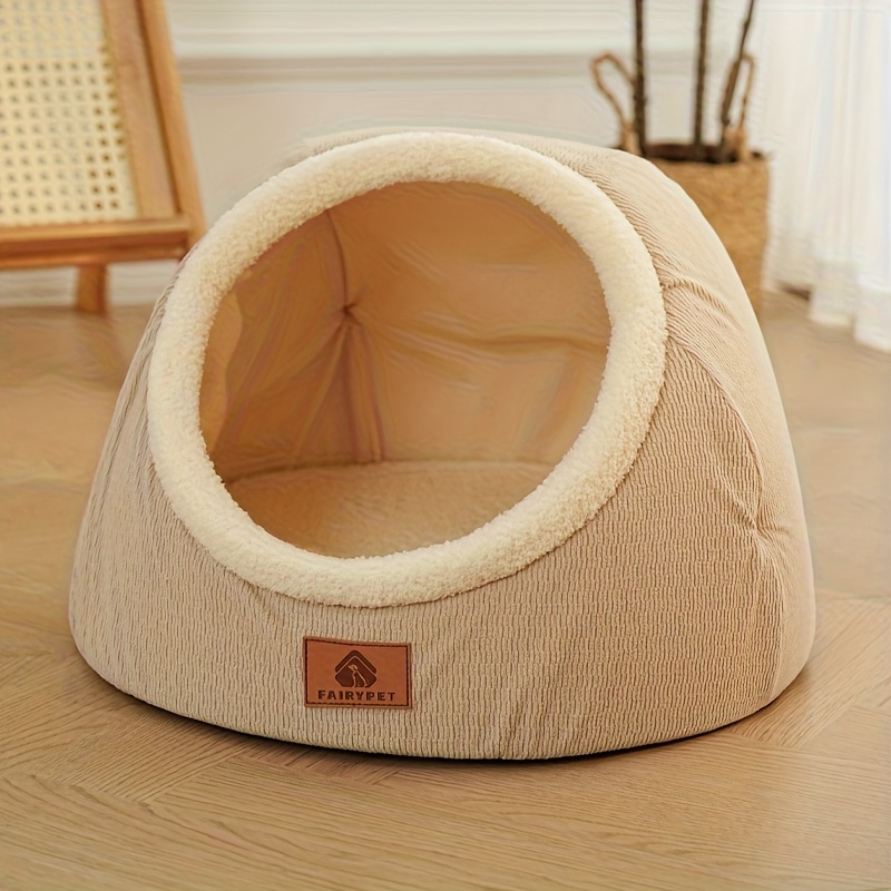 semi enclosed cat bed winter warm thickened padding removable and washable pet deep large space cat and dog bed for Product details 7