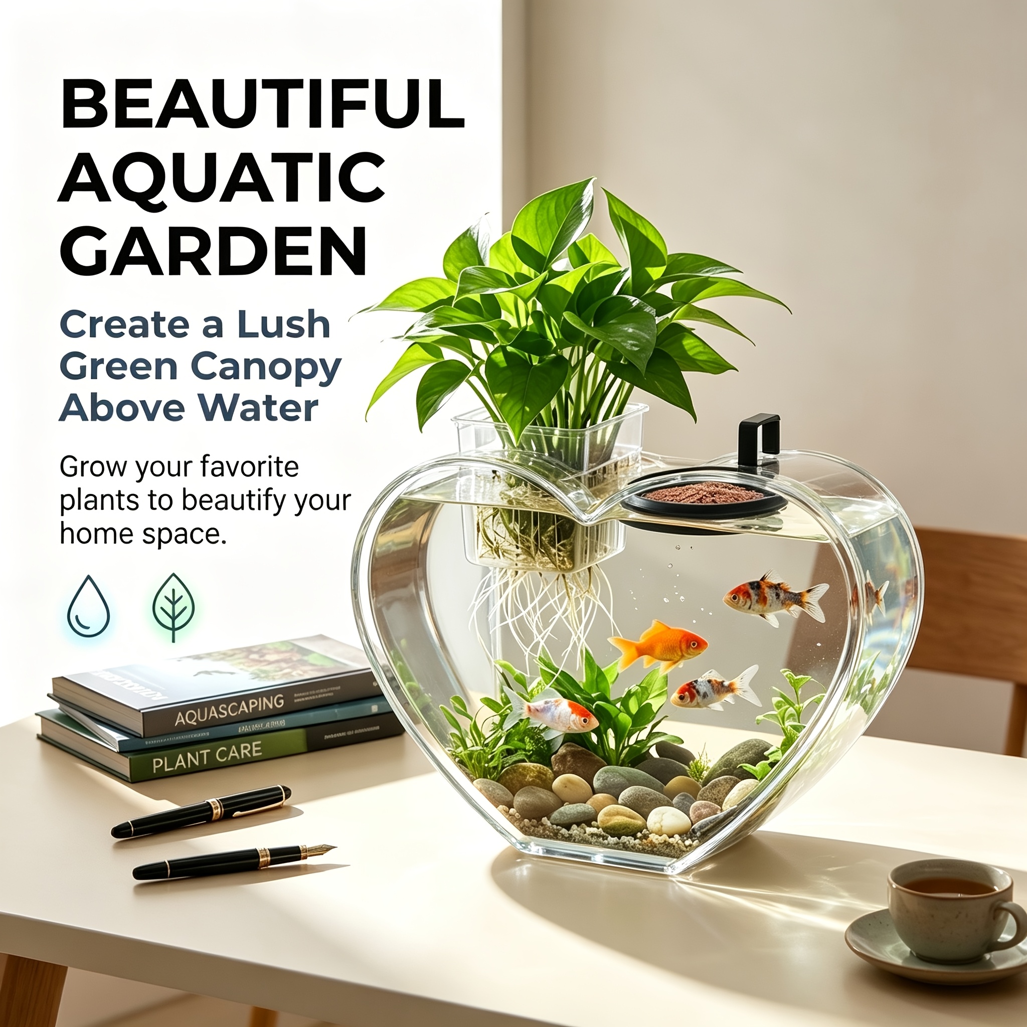 TEMU 3pcs Aquarium Set 2pcs Aquatic Plant Holders With Hooks And Holes 1pc Ring Fish Feeder Top Hanging Baskets For Hydroponic Landscapes