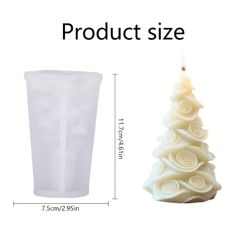 TEMU Christmas Tree Candle Mold - Reusable Silicone Mold For Diy Projects, Spiral Floralpetepete Design, Detailed - Decor, Wedding, Party Decoration,