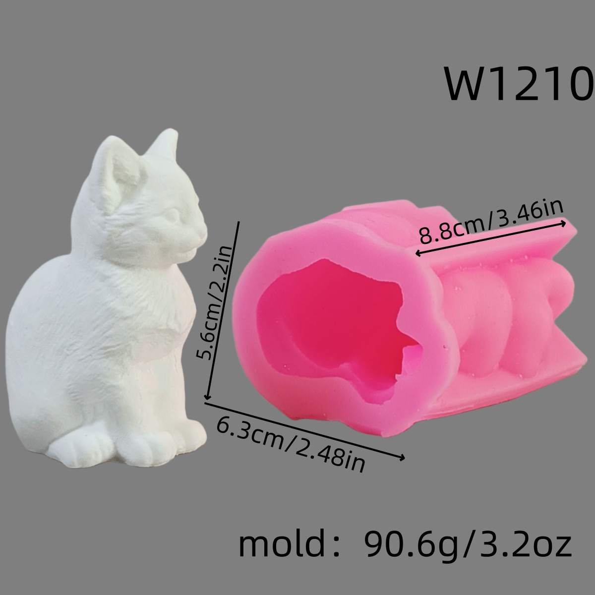 Image of Resin Silicone Mold Cat 3d Decorative Silicone Mold Diy Candle Silicone Mold Gypsum Decorative Silicone Mold Home Decoration Epoxy Resin Mold 90.6 W1210