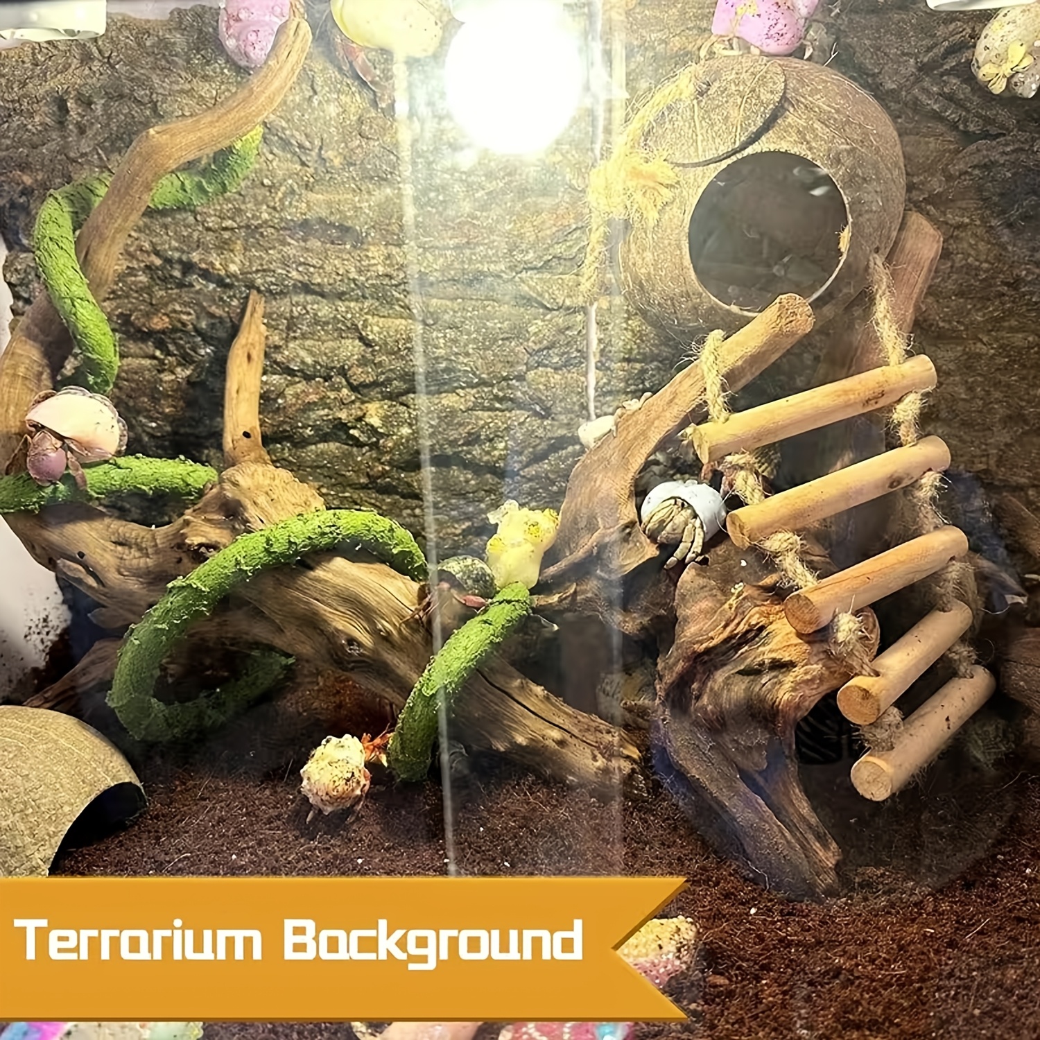 Terriccio da corteccia per terrario per rettili, appositamente progettato per rettili, adatto per arrampicarsi negli acquari, ideale per serpenti e lucertole, durevole, adatto per l'uso come elemento decorativo per vetrine, accessorio per habitat di rettili, accessorio per rettili, nascondiglio per