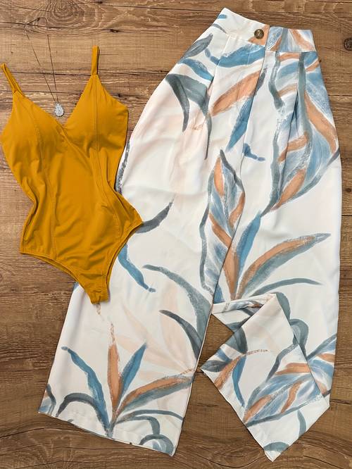 Artikelbild bodysuit + mit botanischem druck, damen 2-teiliges set