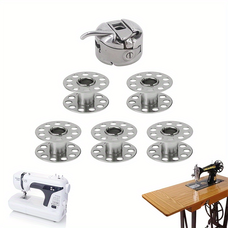 

6-piece Sewing Machine Bobbin Set - Durable Steel & Metal, Compatible With Major Brands For Front Loading 15 Class Machines