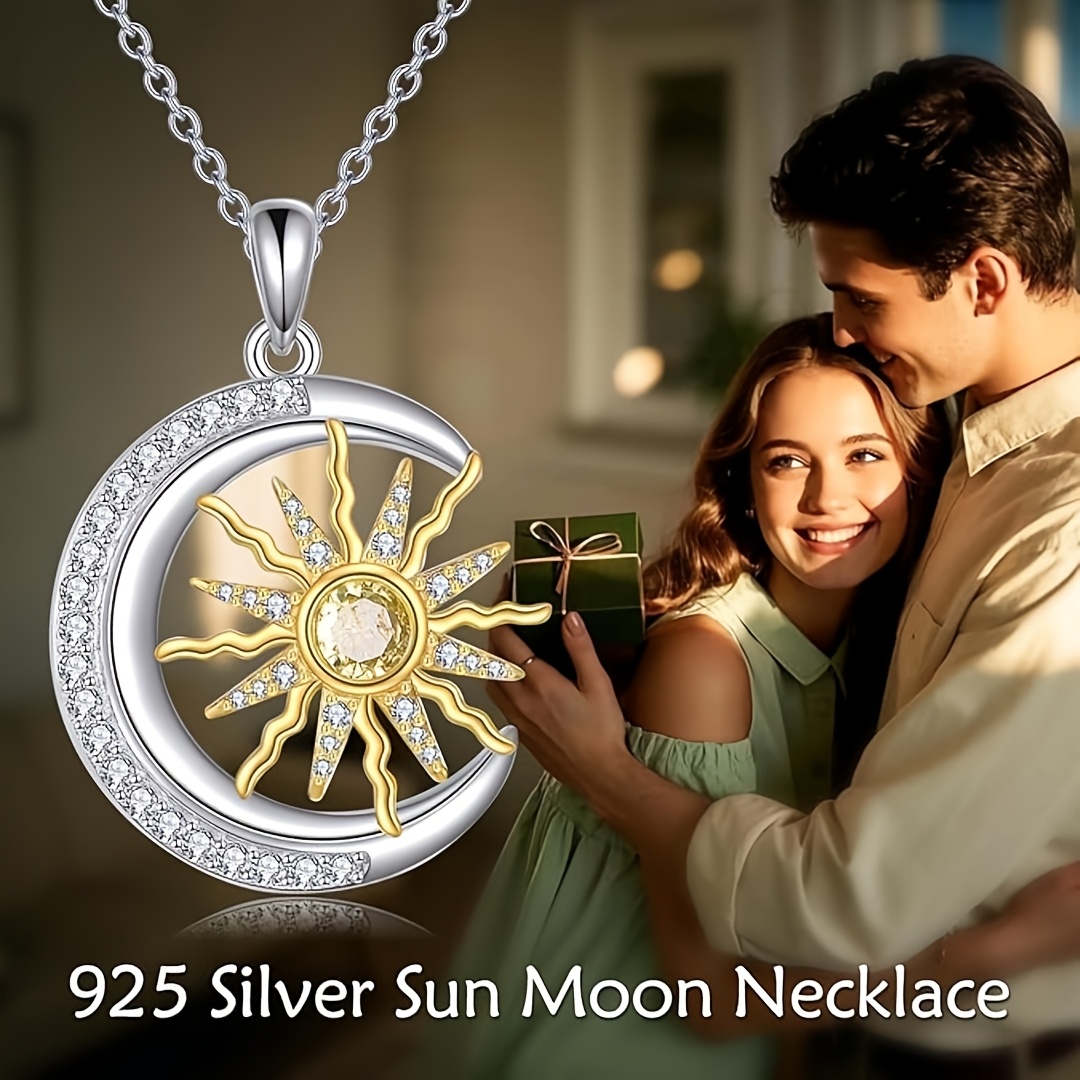 Women's S925 Silver Bicolor Stars Pendant Necklace