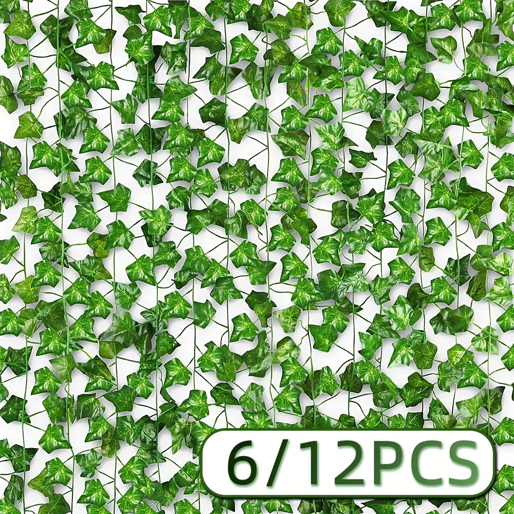 

6/12pc Artificial Ivy Garland - Versatile Faux Greenery Vines For Indoor Decor, Themes, Weddings - All-season Plastic Ivy Wreaths, Perfect For Spring Celebrations & Holidays