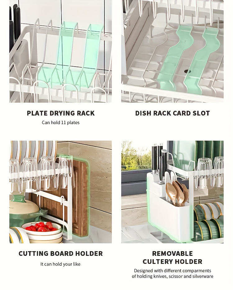 dish rack 2 tier detachable dish storage rack drainboard details 2