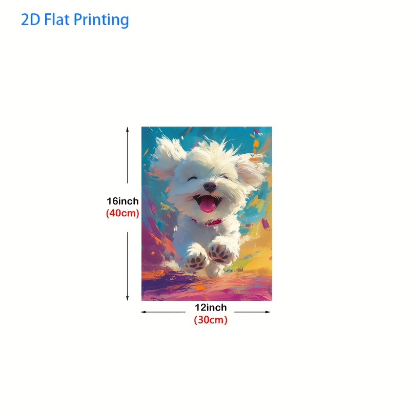 TEMU 1pc Charming Puppy Art Print Wall Art-bright Colorful, Vibrant , Decorative Wall Decoration-unframed Canvas Painting Suitable For Home Office,